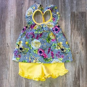 Adorable summer yellow/floral matching set